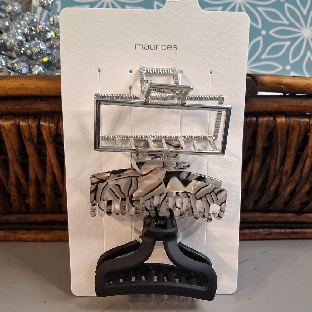Maurices Silver & Black Hair Clip Trio